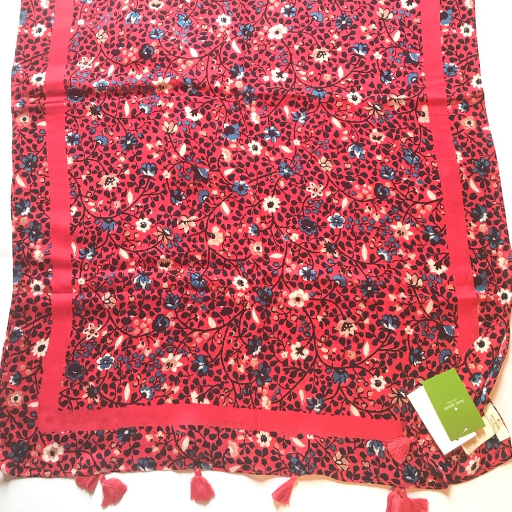 Kate Spade Ditsy Vine Oblong Scarf Azalea Pink - Picture 3 of 12